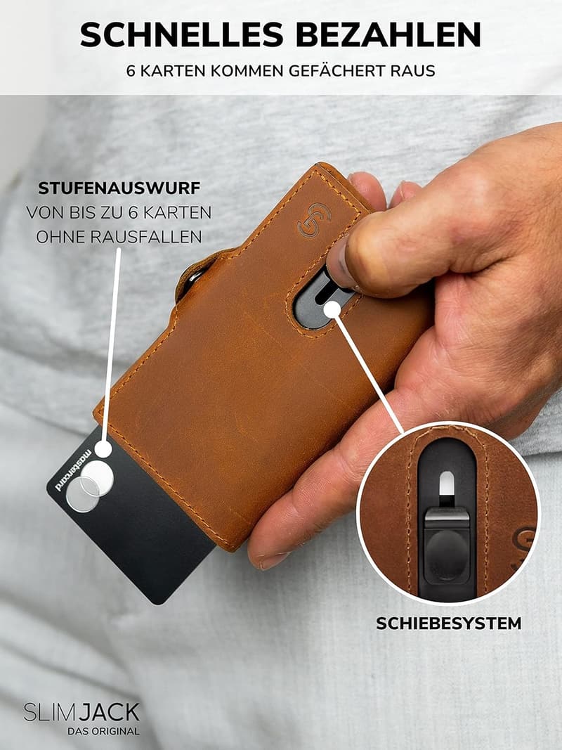 Smart Wallet für Herren im Leder-Design mit RFID-Schutz und Münzfach