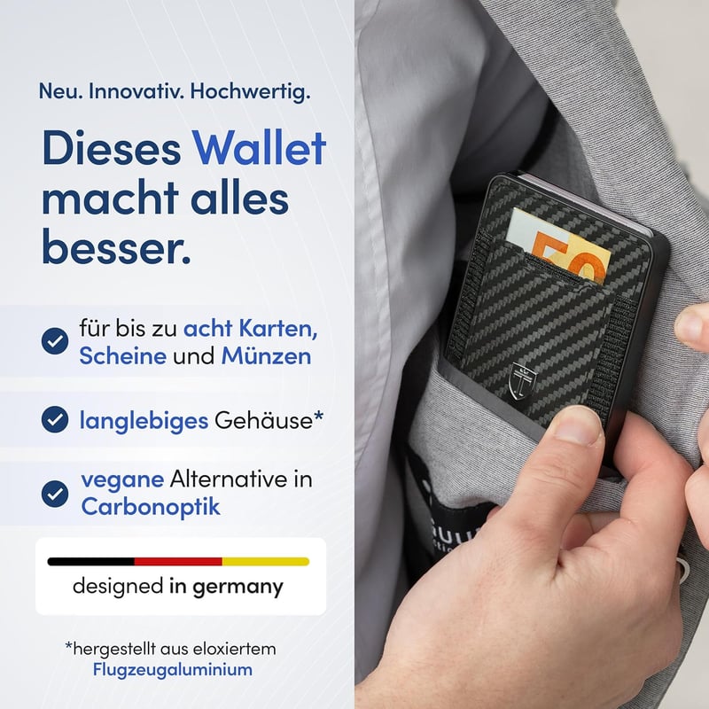 TRAVANDO SWYPE Aluminium Slim Wallet mit RFID-Schutz für Herren