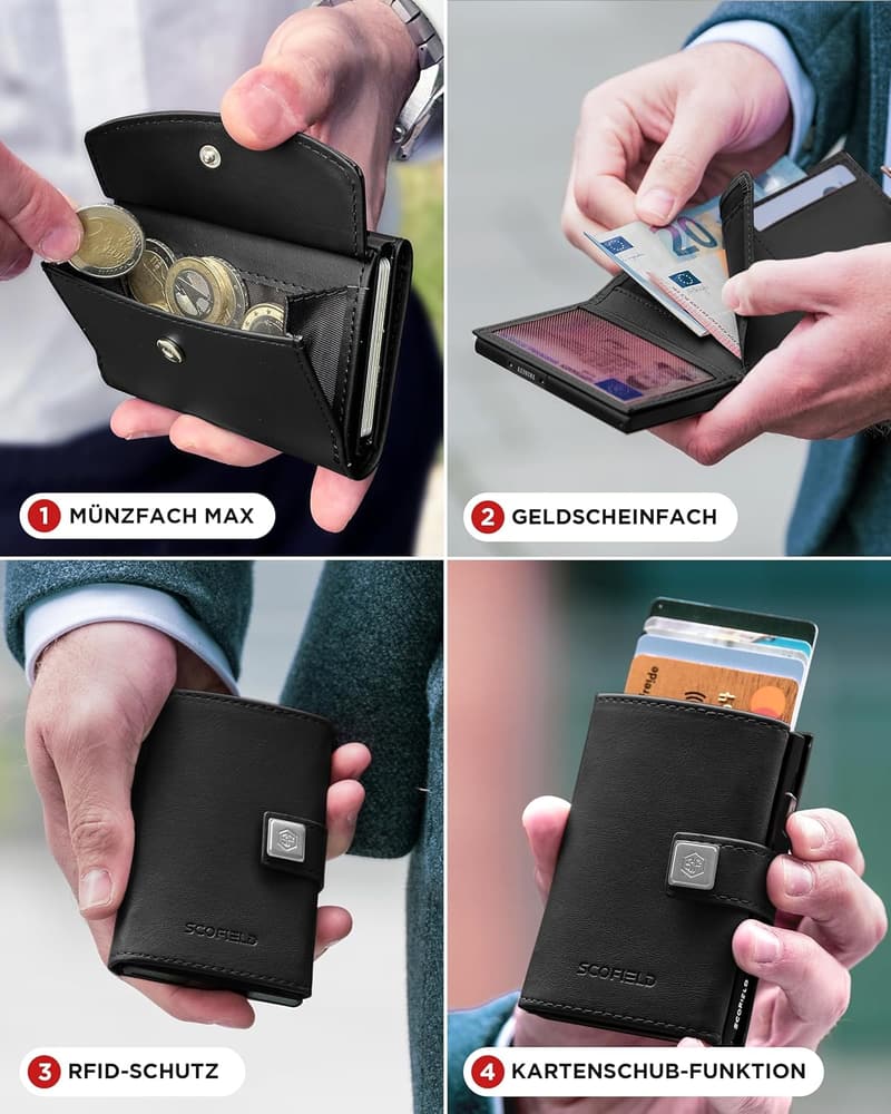 Trinity Premium Slim Wallet mit Münzfach und RFID-Schutz für Männer