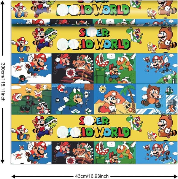 Geschenkpapier für Kindergeburtstag - 2 Rollen, 43 cm x 3 m, langlebig