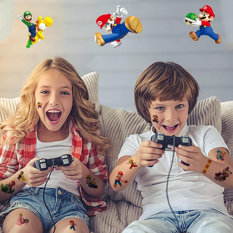 Super Mario Tattoos für Kinder – Wasserdichte, hautfreundliche Aufkleber