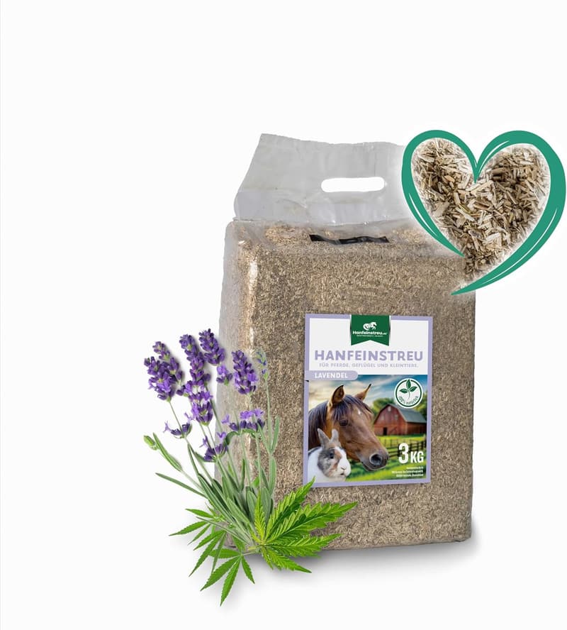 Lavendel-Hanfeinstreu für Kleintiere, Hühner und Pferde, 30 L, 100% natürlich