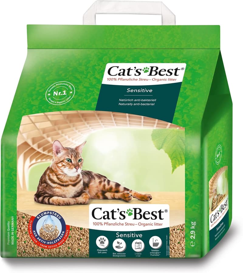 Cat's Best Sensitive, antibakterielle Katzenstreu aus Holzfasern, 2,9 kg