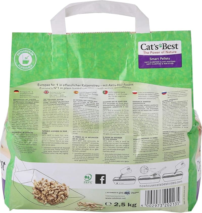 Cat's Best Smart Pellets – 100 % pflanzliche Klumpstreu für Katzen, 2,5 kg