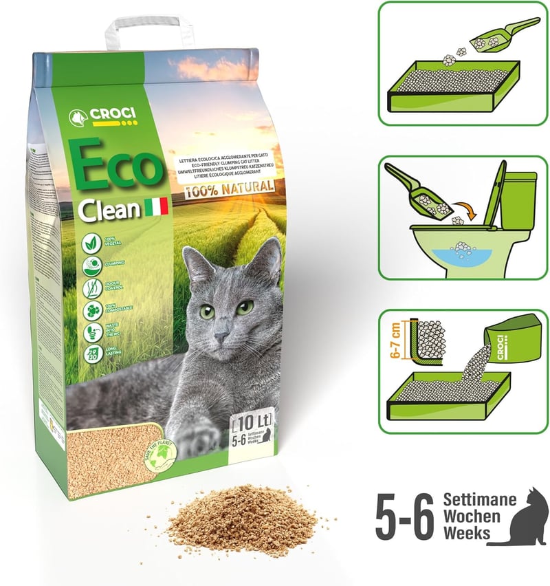 Biologisch abbaubare klumpende Katzenstreu, 10 L – 100 % pflanzlich