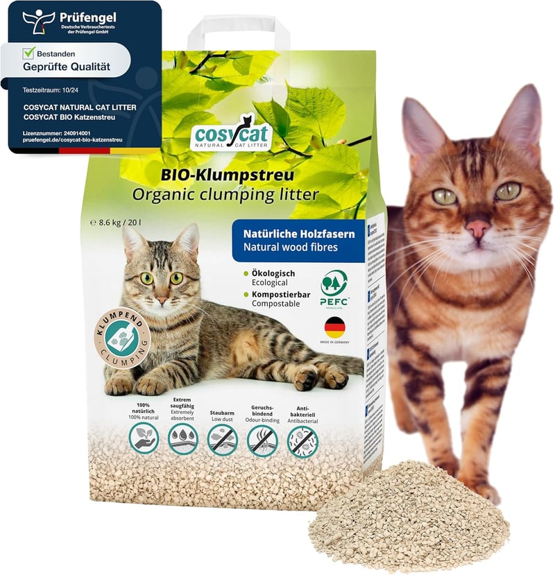 Biologisches Katzenstreu aus Holz, klumpend, 20 l - 100 % natürlich