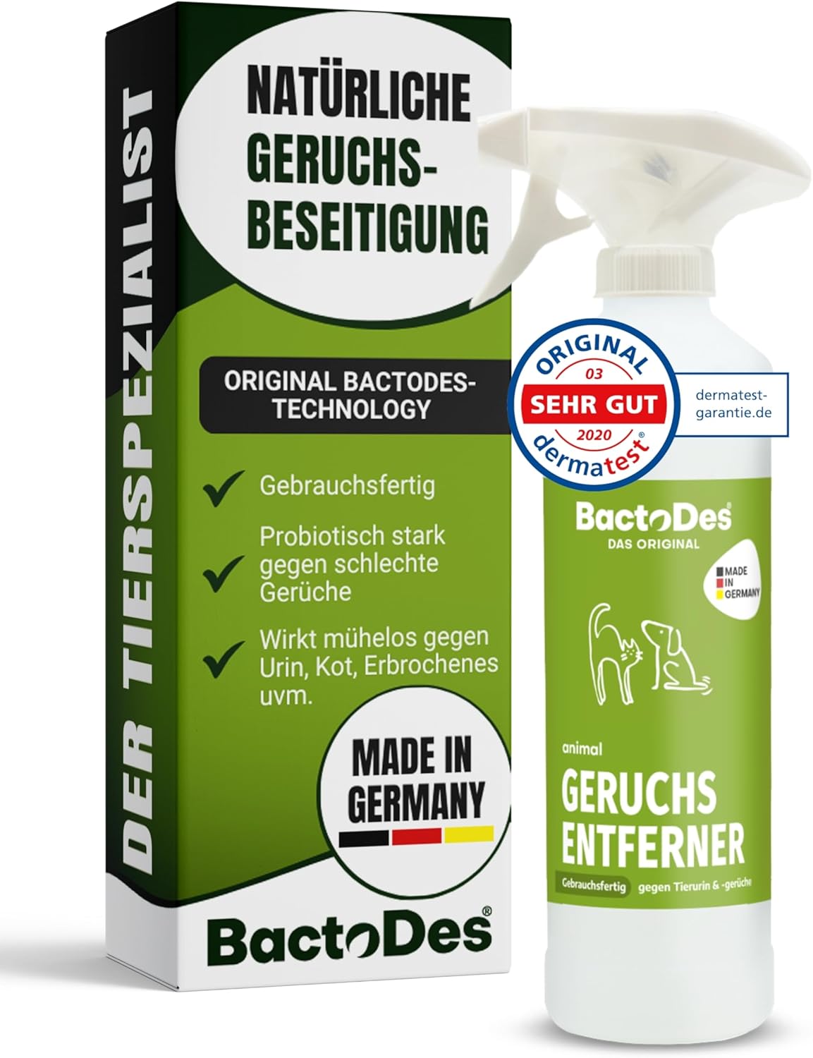 Geruchsneutralisierer Spray für Haustiere - 1l Enzymreiniger für Katzen- und Hundeurin