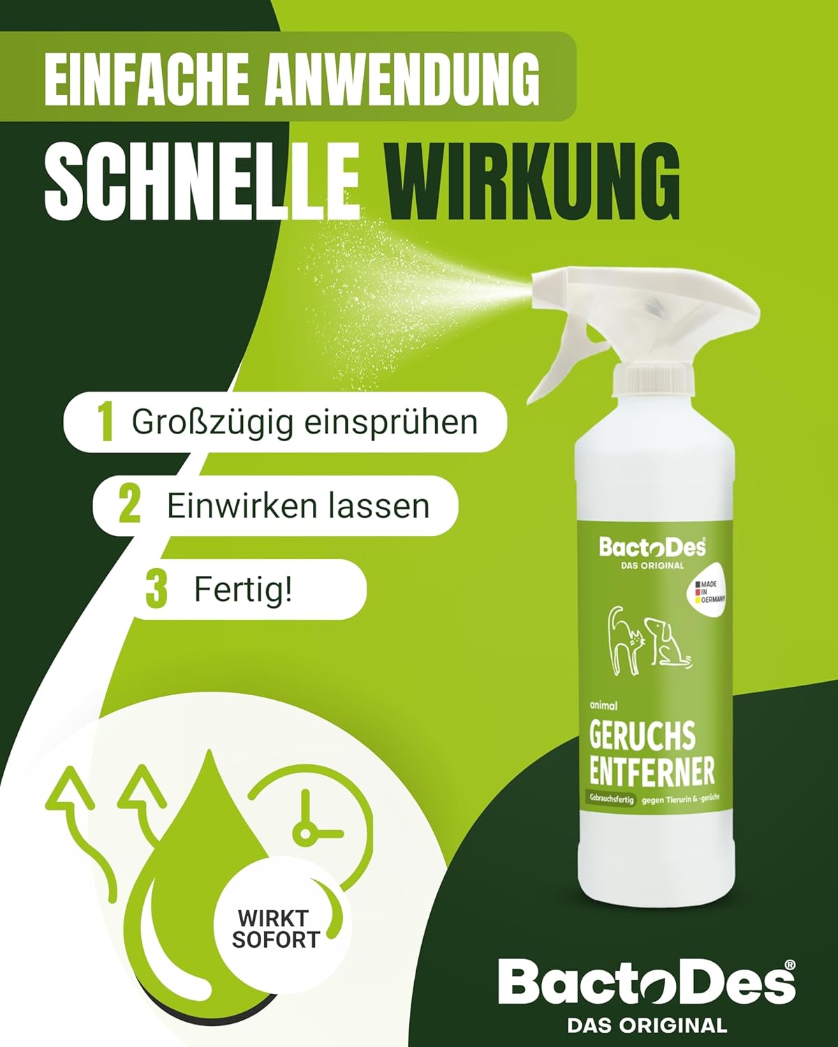 Geruchsneutralisierer Spray für Haustiere - 1l Enzymreiniger für Katzen- und Hundeurin