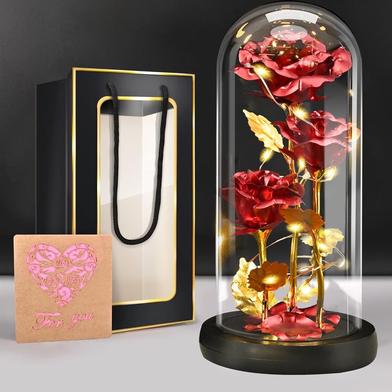 Ewige Rose in Glaskuppel - Geschenk für Frauen zum Muttertag