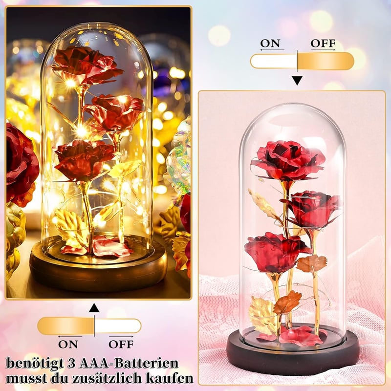 Ewige Rose in Glaskuppel - Geschenk für Frauen zum Muttertag