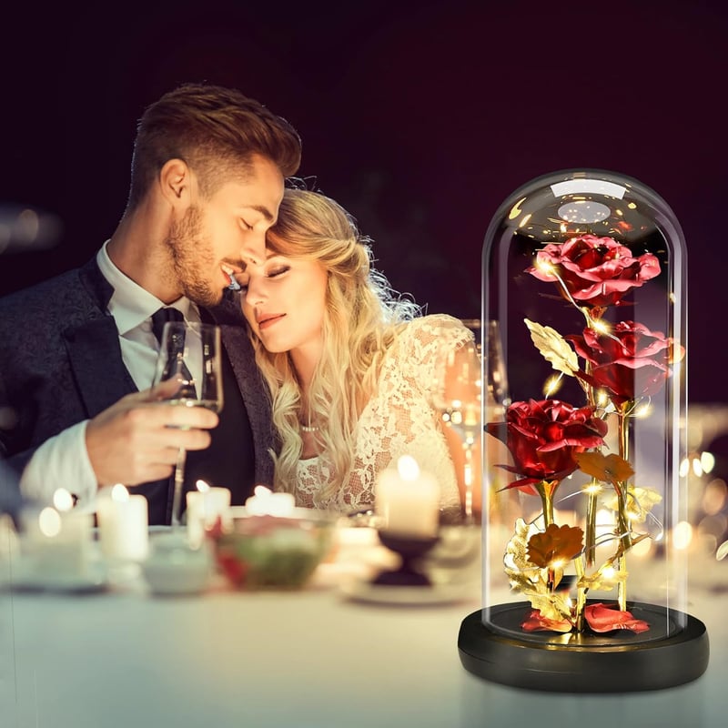 Ewige Rose in Glaskuppel - Geschenk für Frauen zum Muttertag