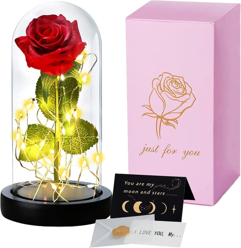 Ewige Rose im Glas mit LED - Personalisierte Geschenke für Frauen