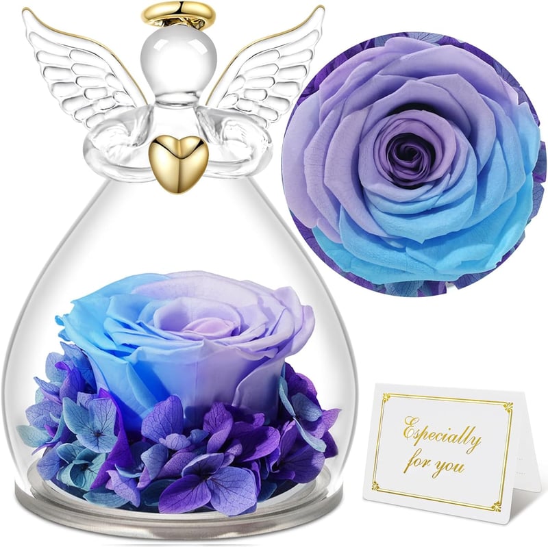 Ewige Rose im Glas - Engel Figur als Muttertagsgeschenk für Mama