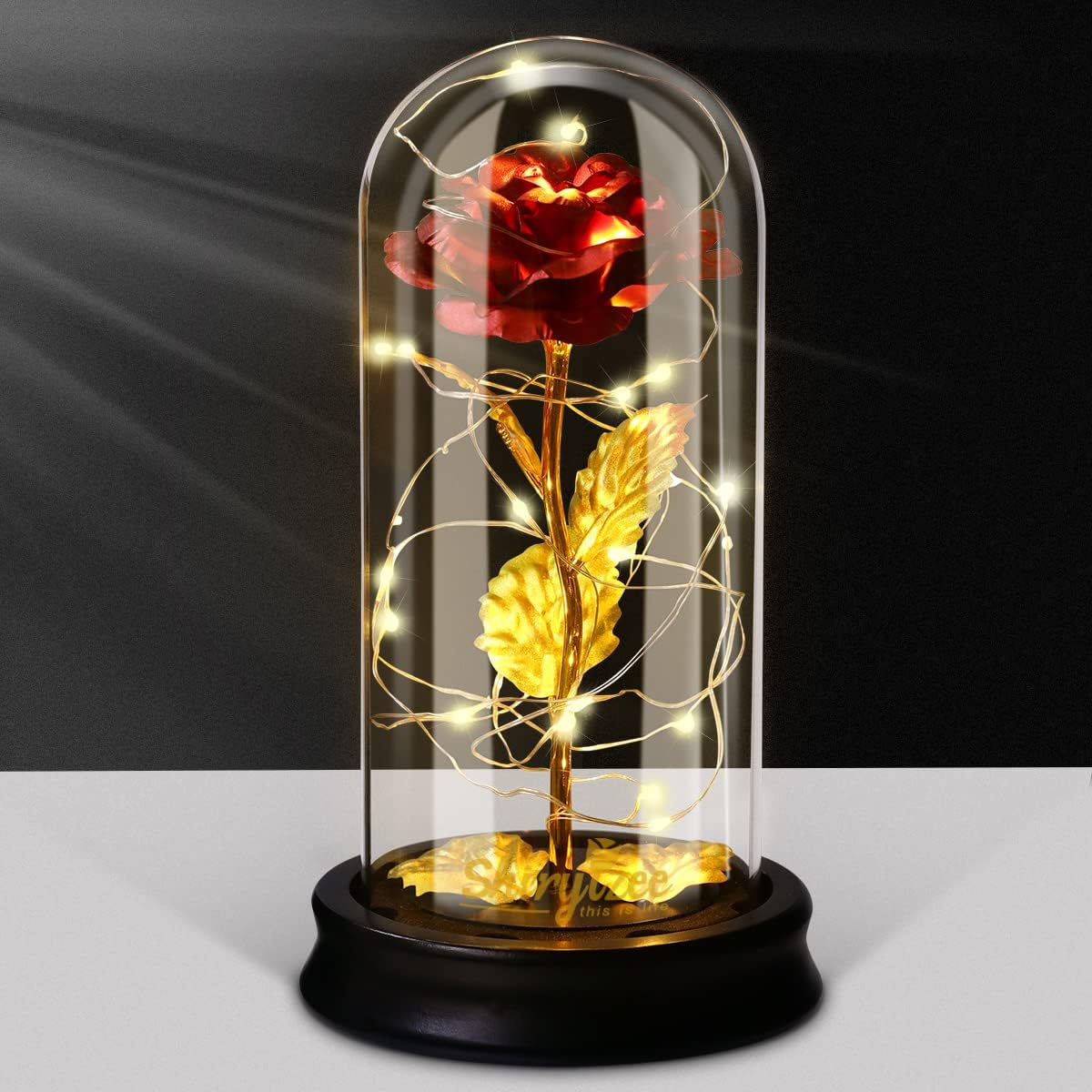 Ewige Rose im Glas mit LED - Geschenk für Frauen und Mütter