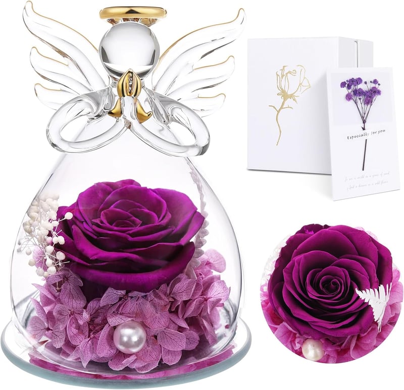 Muttertagsgeschenk: Handgemachte ewige Rose in Glaskuppel für Mamas