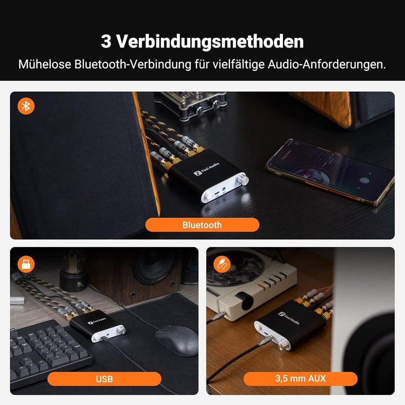 Fosi Audio ZK-1002D Mini HiFi Verstärker 100W, Bluetooth, USB, AUX