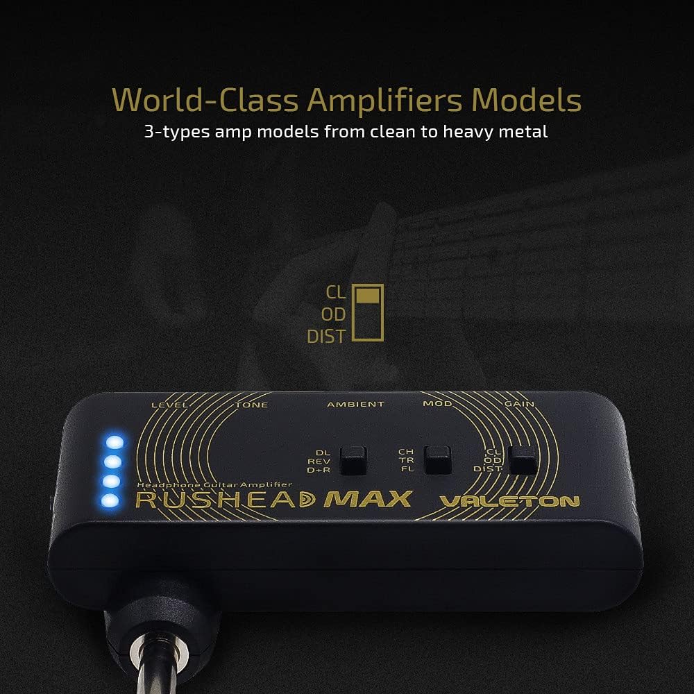 Portabler Gitarre-Kopfhörerverstärker mit USB-Ladefunktion