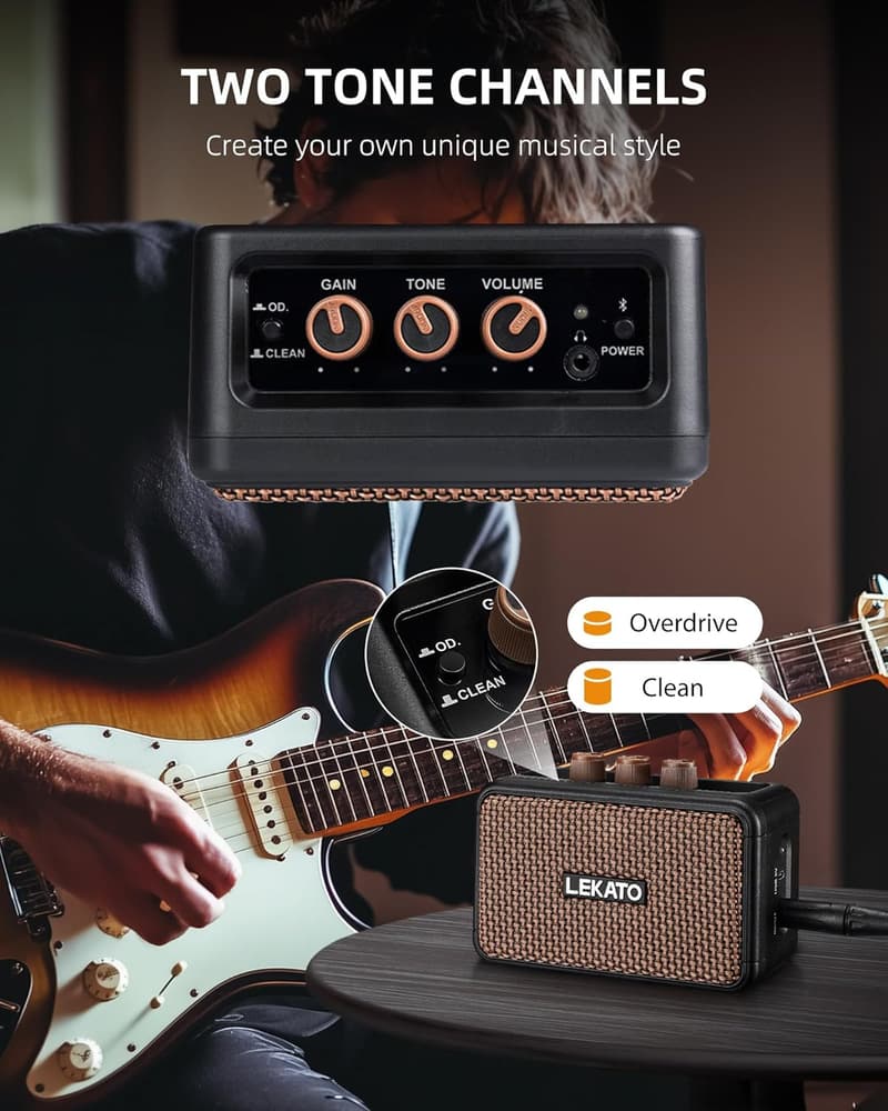 Tragbarer E-Gitarrenverstärker 5 W mit Bluetooth und Effekten