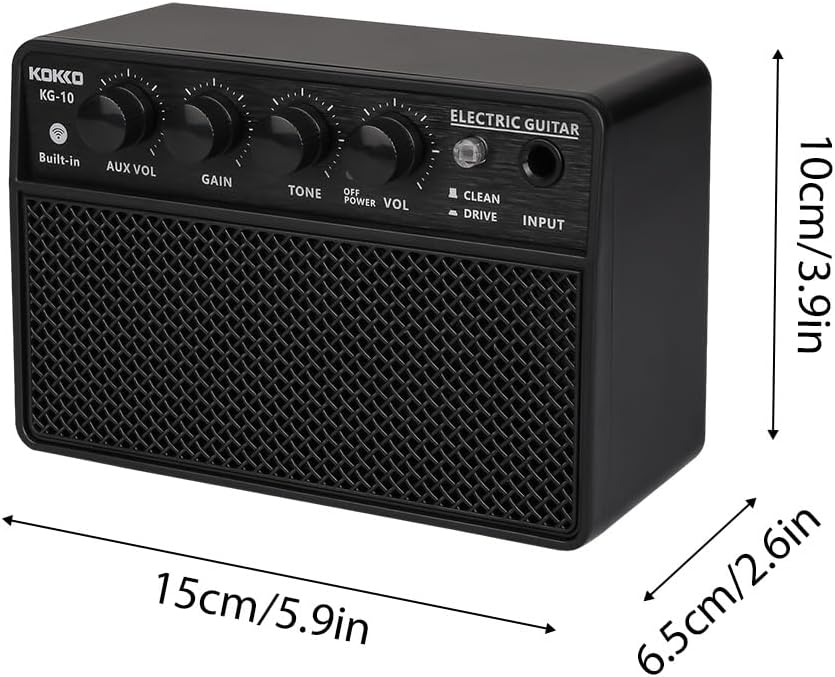 Tragbarer 10W Mini-Gitarrenverstärker für tägliches Üben, Schwarz