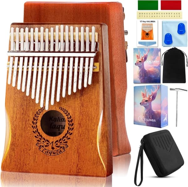 Kalimba 17 Schlüssel – Tragbares Daumenklavier für Anfänger mit Schutzhülle