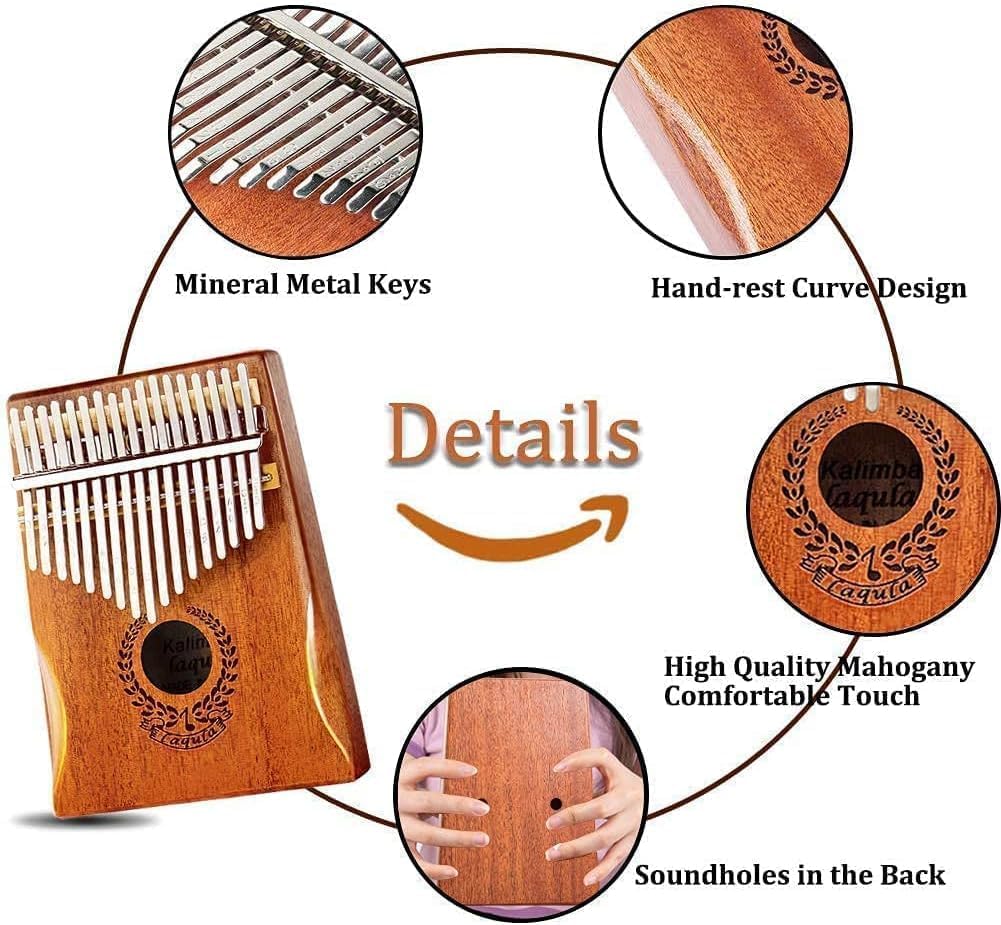 Kalimba 17 Schlüssel – Tragbares Daumenklavier für Anfänger mit Schutzhülle