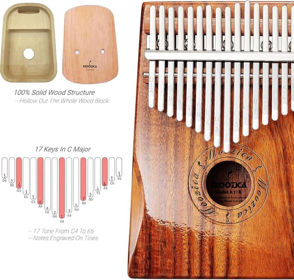 Professionelle Kalimba mit 17 Tasten aus Koa Holz – Hochwertiges Daumenpiano