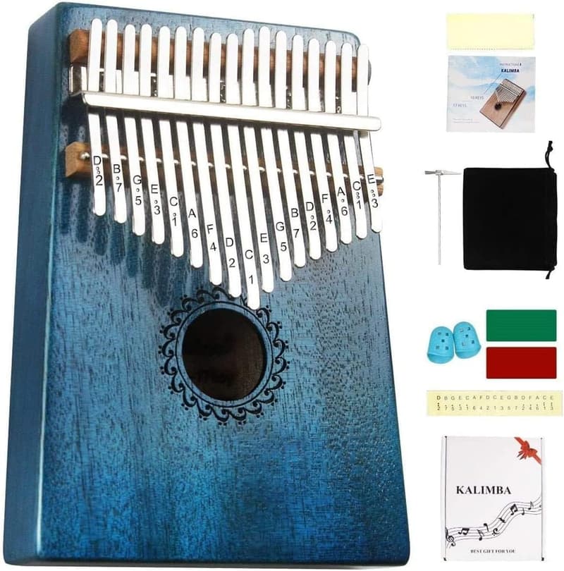 Kalimba 17 Tasten – Daumenklavier mit Studienführer für Anfänger (Blau)