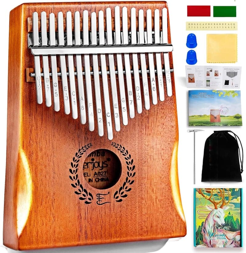 Kalimba Set 17 Tasten mit Tragetasche, Notenbuch und Stimmhammer