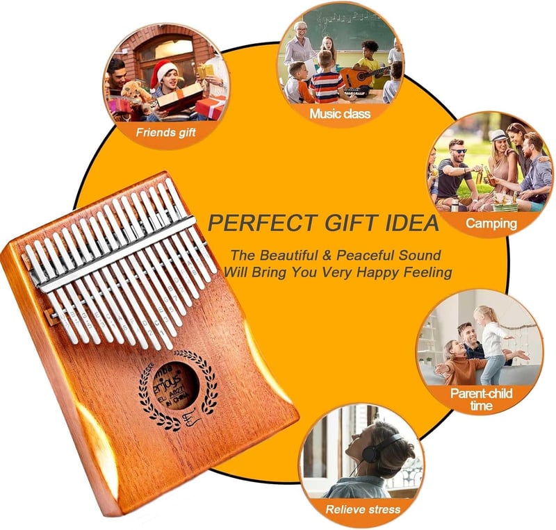 Kalimba Set 17 Tasten mit Tragetasche, Notenbuch und Stimmhammer