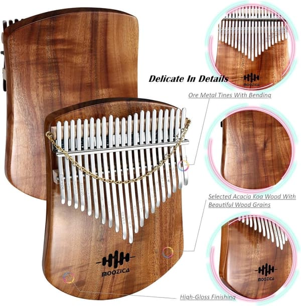 Professionelle Kalimba mit 21 Tasten aus massivem Koa und Tragetasche