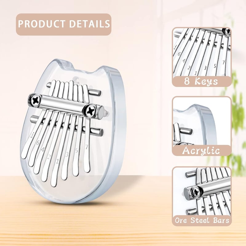 Mini Kalimba 8-Tasten Fingerpiano aus Holz – Tragbares Musikinstrument für Kinder und Erwachsene