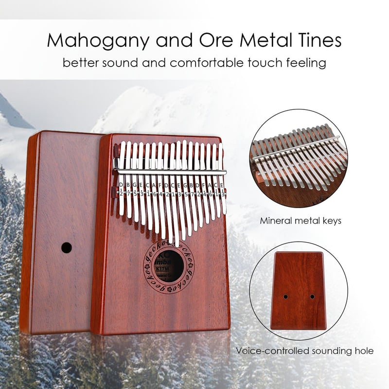 Kalimba 17 Schlüssel mit Schutzbox und Lernanleitung – ideales Geschenk für Anfänger und Profis.
