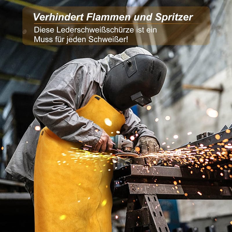 Flammhemmende Schweißerschürze aus Kuhspaltleder, 60 x 90 cm