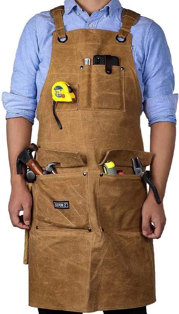 Robuste Arbeitsschürze für Männer mit verstellbaren Rückengurten (braun)