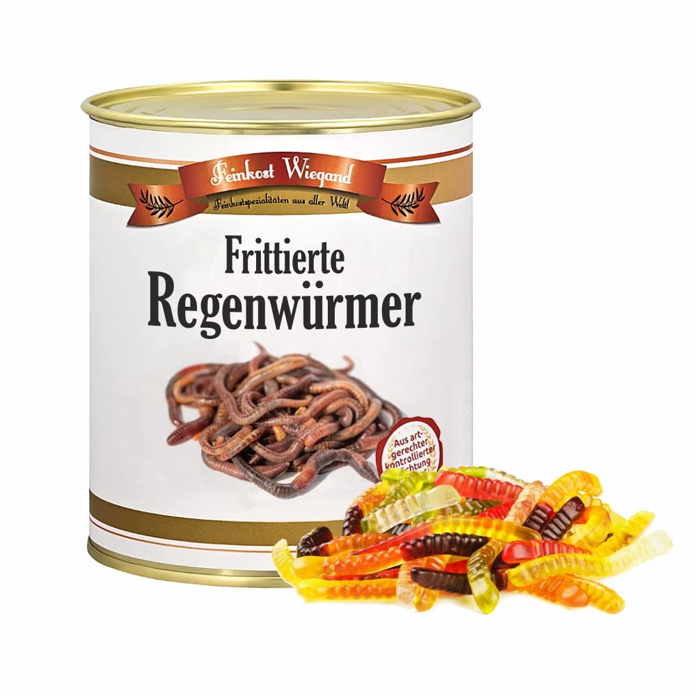 Frittierte Regenwürmer in Feinkost-Dose – Lustiges Wichtelgeschenk für Alle – 150g