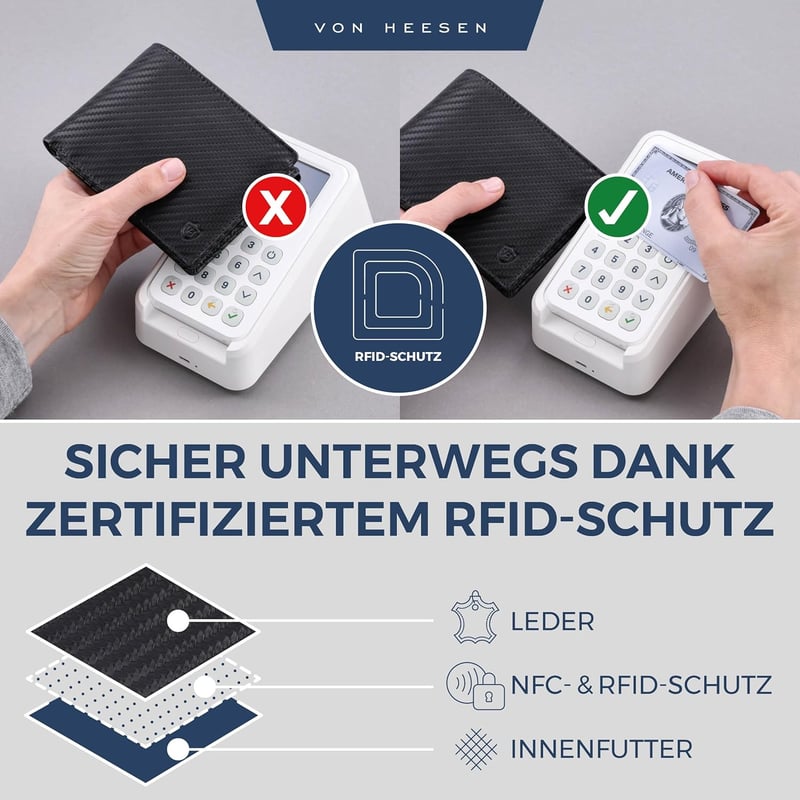 Geldbörse Herren mit RFID Schutz aus Carbon-Schwarz