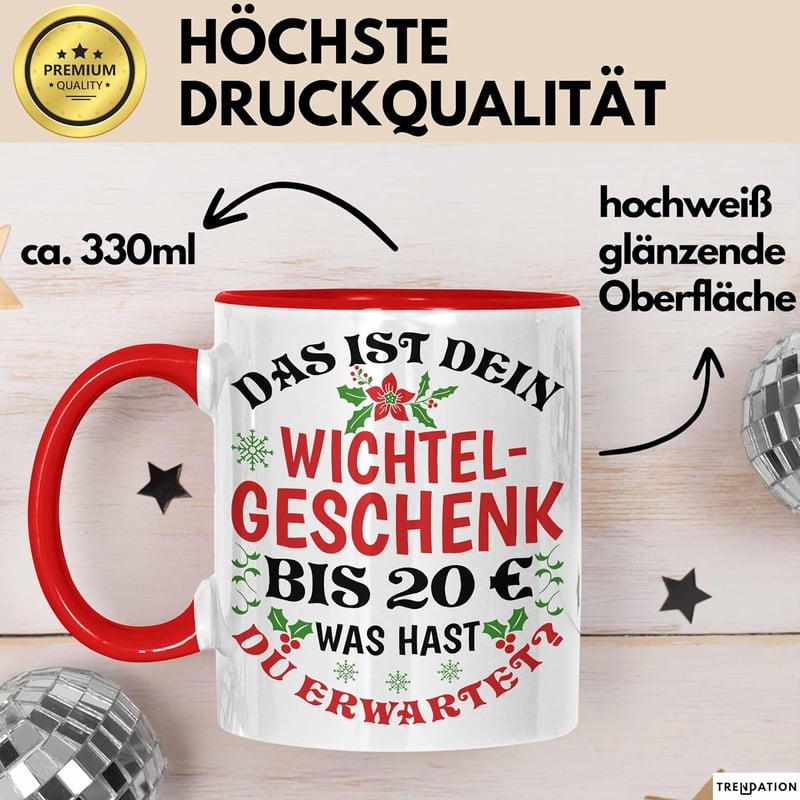 Wichtelgeschenk: Rote Tasse für Kollegen bis 20€