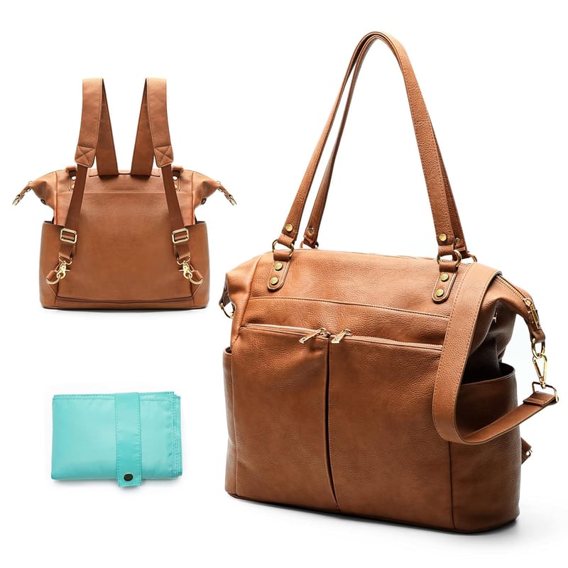 Großer Wickelrucksack mit 13 Taschen-Organizer in Braun