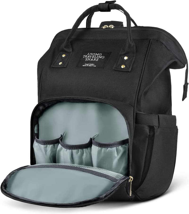 Multifunktionale Wickeltasche Rucksack für Eltern - Schwarz