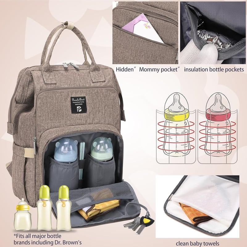 Stylischer multifunktionaler Wickelrucksack mit Wickelunterlage – wasserabweisend, große Kapazität