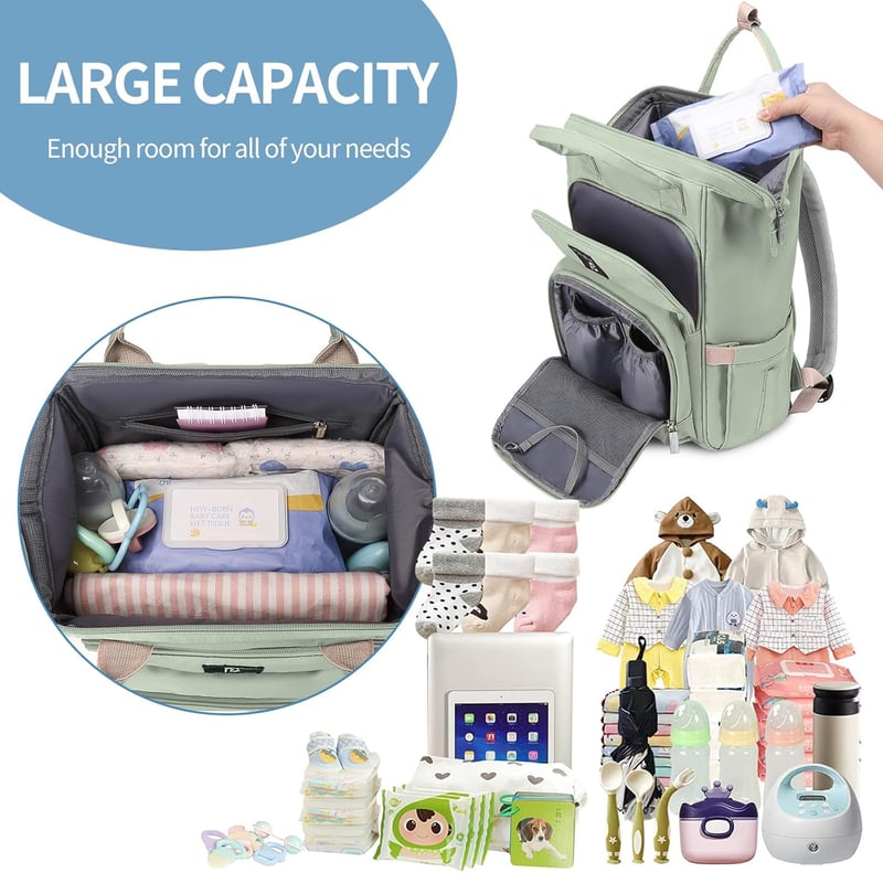 Pomelo Baby Wickelrucksack mit wasserdichter Wickelunterlage, groß