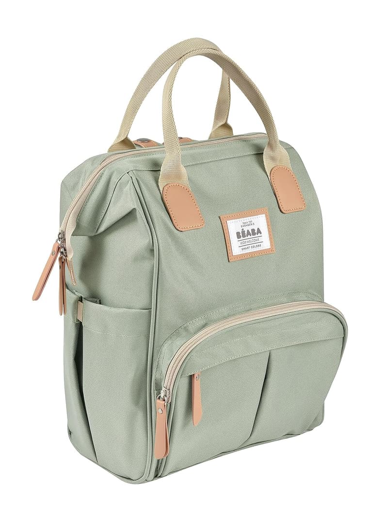 Multifunktionale Wickeltasche mit Wickelunterlage - Salbeigrün