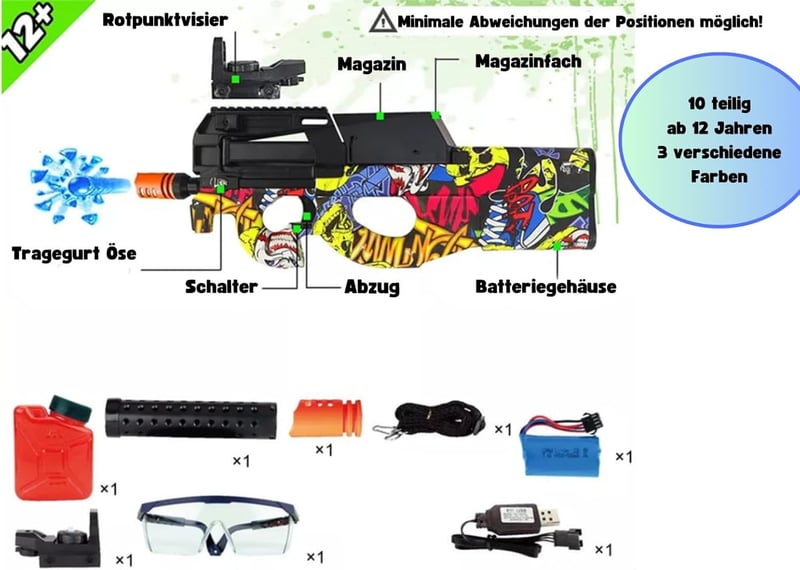Elektrische Gel Blaster P90 Spielzeugpistole für 12+ Teenager und Erwachsene