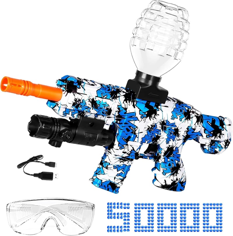 Elektrischer Gel Ball Blaster mit 50.000 Kugeln und Schutzbrille – Outdoor-Spielzeug für Jugendliche und Erwachsene