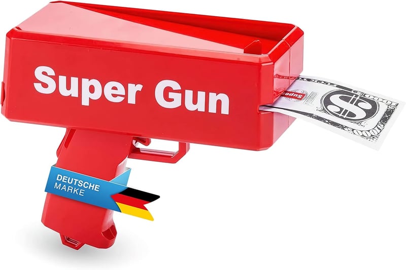 Spaßige Geldpistole für Partys – Super Money Gun mit Fake Dollar