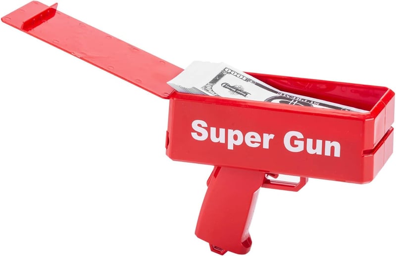 Spaßige Geldpistole für Partys – Super Money Gun mit Fake Dollar