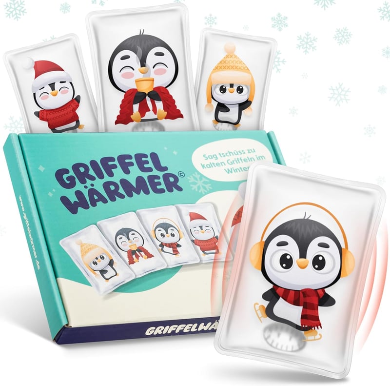 Wiederverwendbare Handwärmer im Pinguin-Design – 4er Set für Kinder