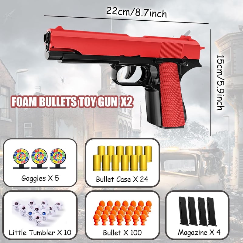 Halbautomatische Schaumstoff-Blaster für Kinder (6-12 Jahre) - 2er Set