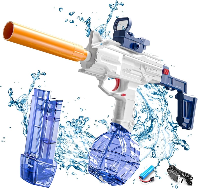 Elektrische Wasserpistole für Kinder und Erwachsene – große Reichweite 8-10m, ideal für Sommer-Badespaß.