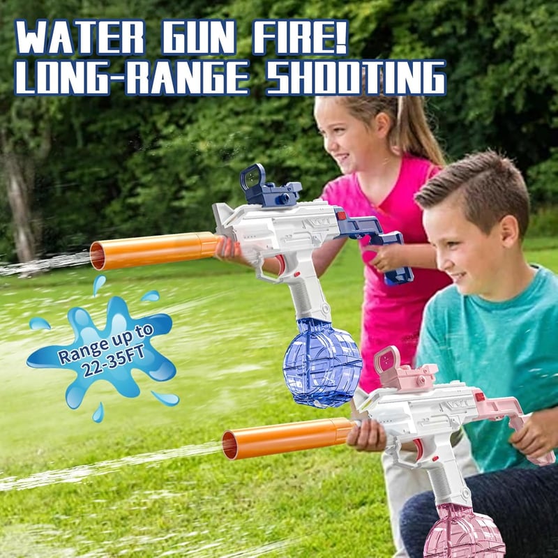 Elektrische Wasserpistole für Kinder und Erwachsene – große Reichweite 8-10m, ideal für Sommer-Badespaß.